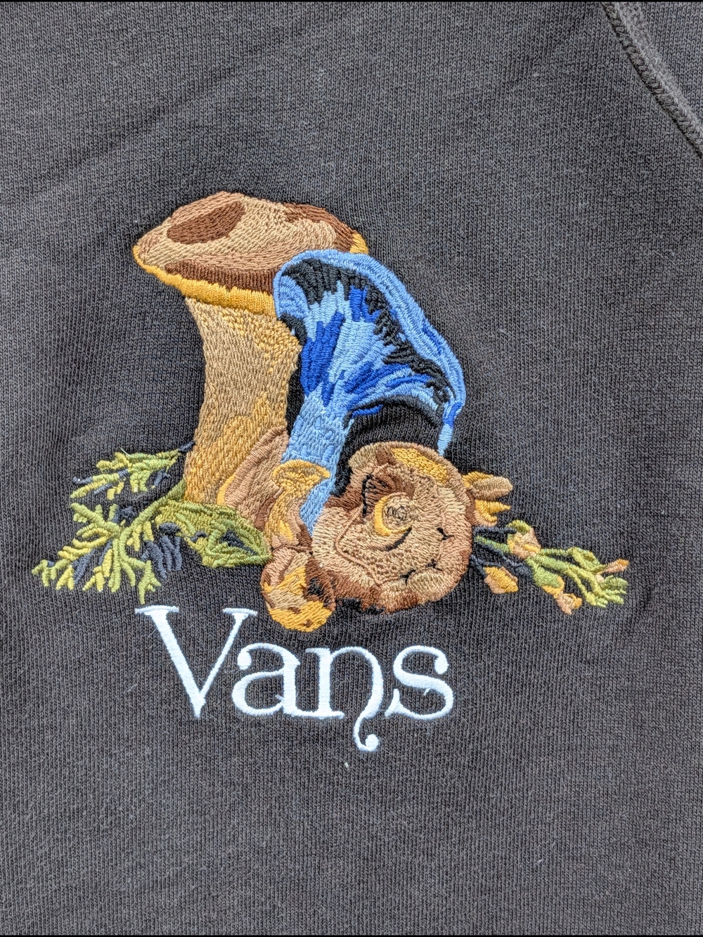 Vans "Still Life" Botanical Mushroom Embroidered Hoodie - Men’s Large